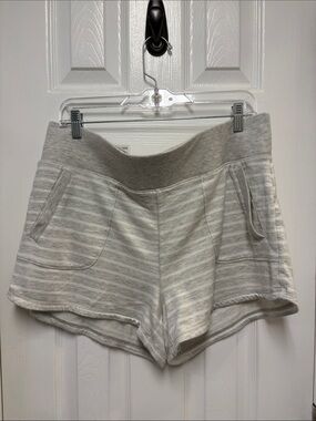Athleta Light Gray Striped Athletic Shorts